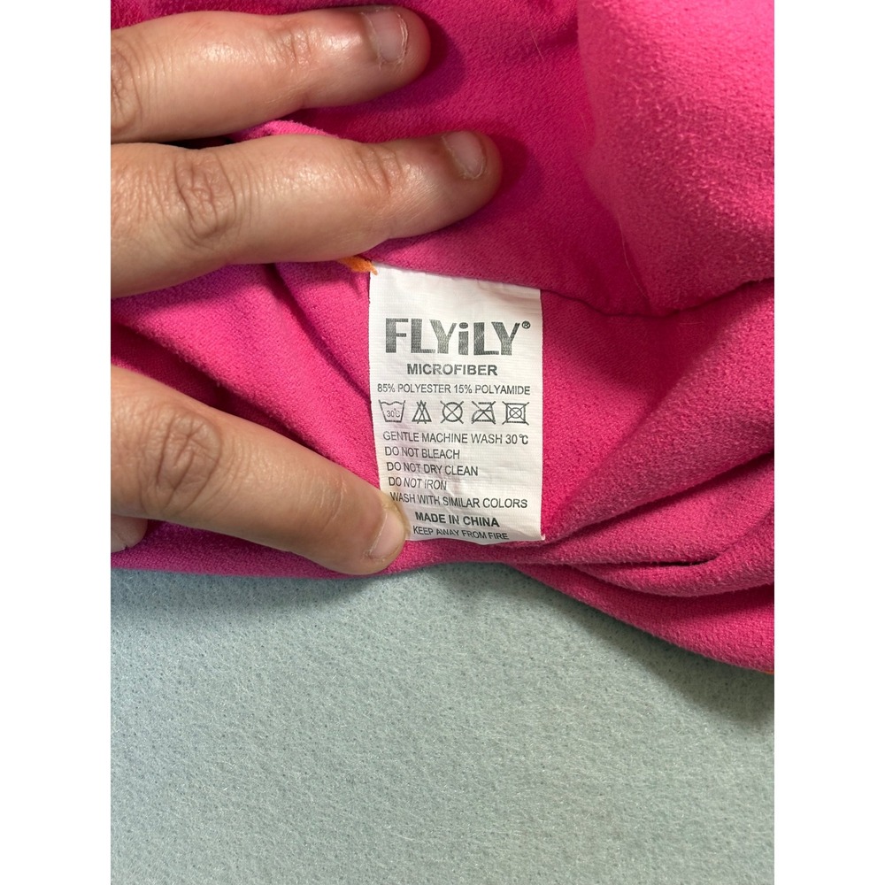 FLYILY Pink Microfiber Hooded Changing Robe Surf Poncho Swim Cover Up - Picture 7 of 8